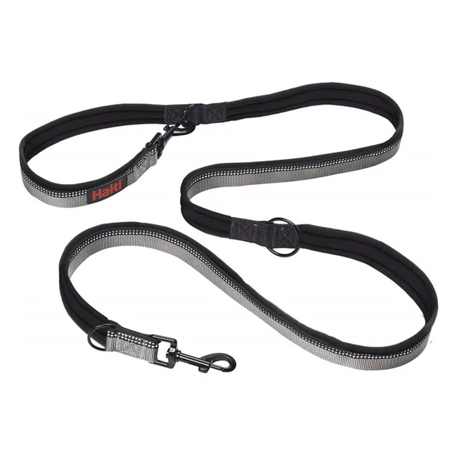 Halti Double-Ended Lead for Dogs - Size Large - Black - 2m - Reflective - Neoprene-Padded - Hands-Free Running - Training - Premium Quality