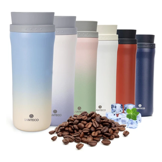Tazza Termica da Viaggio Santeco 480ml - Caff e T Senza BPA - Thermo Coffee 