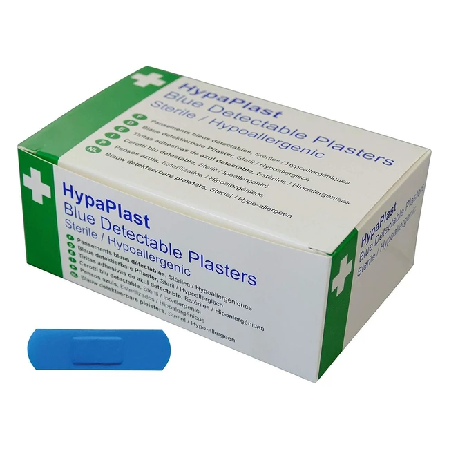 Hypaplast Blue Visually Detectable Plasters 72x25cm Pack of 100 - Strong Adhesive, Hypoallergenic