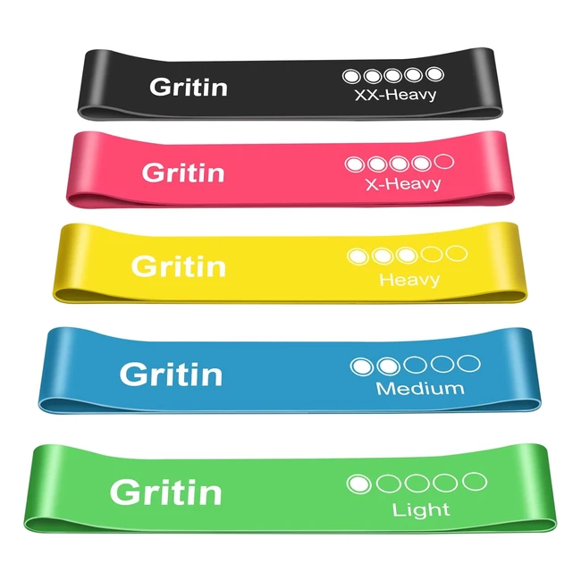 Bandas Elásticas Fitness Gritin Set 5 Cintas Musculación Látex - Guía Ejercicios