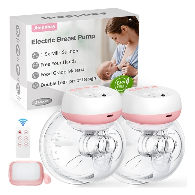 Jheppbay Double Electric Breast Pump - Wearable Leakproof Handsfree 12 Levels 3 Modes
