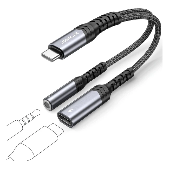JSAUX USB C Kopfhrer Adapter und Ladekabel 2 in 1 Typ C zu 35 mm Klinkensteck