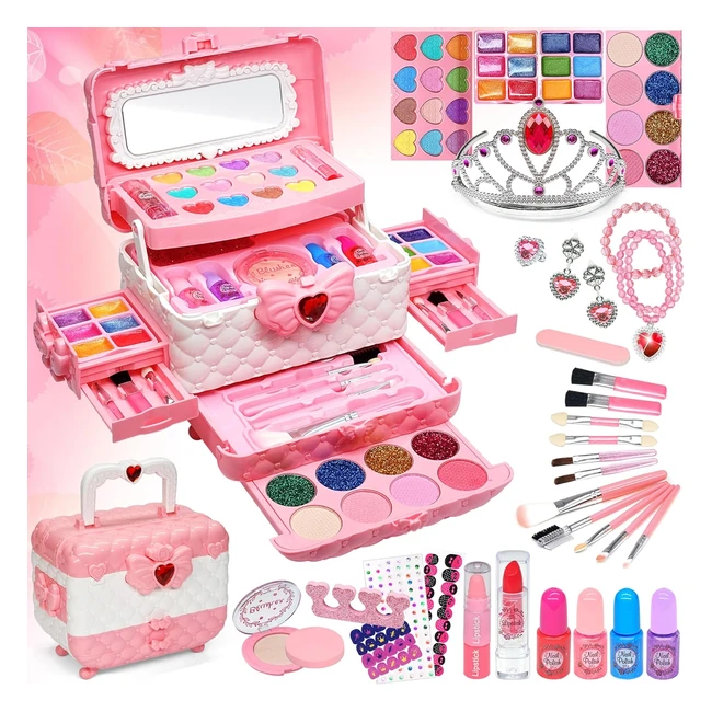 Kit Maquillaje Nias 63 Piezas Lavable Regalo Cumpleaos Navidad 4-12 Aos