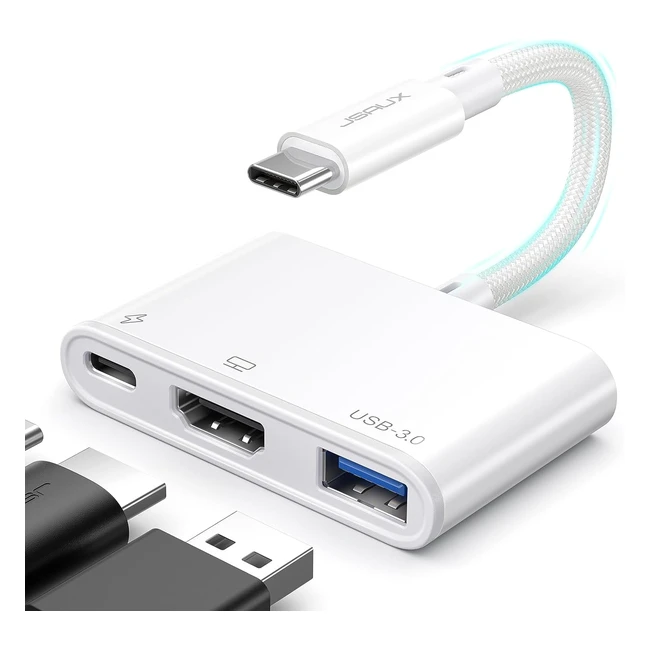 JSAUX USB C to HDMI Adapter 4K HDMI USB 30 Port 100W TypeC PD - iPhone 15 Pro Ma