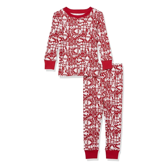 Pyjama en coton coupe ajuste mixte enfant rouge pre nol 10 ans - Amazon Essentia