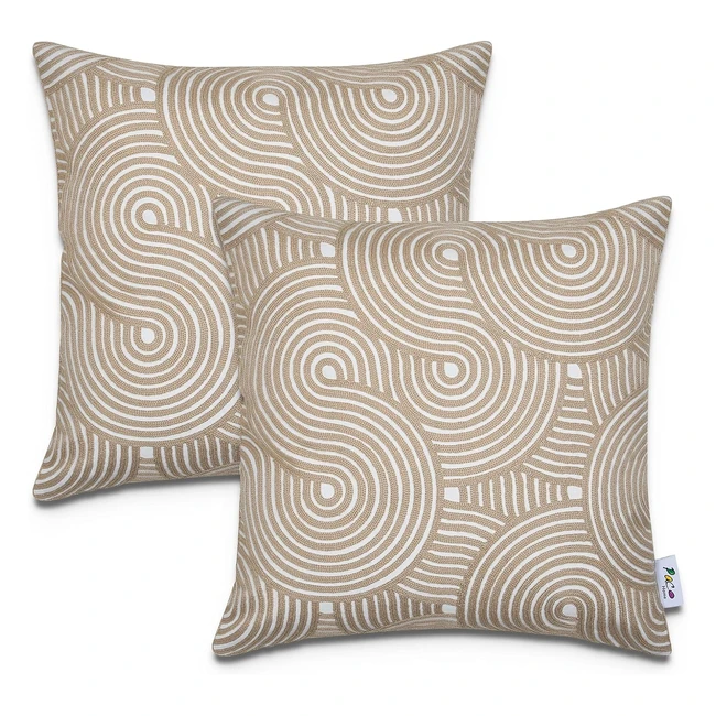 Lot de 2 Housse de Coussin Dcoratif Paco Home Feuilles Scandinave Jaune Marron