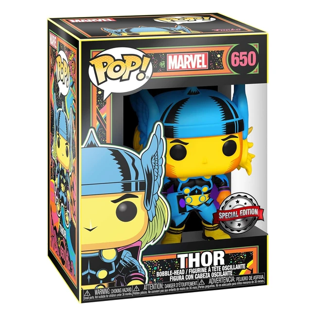 Funko Pop Marvel Black Light Thor - Figurine Vinyle Collection - Cadeau Idéal - Produits Officiels