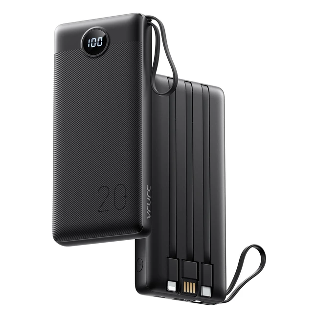 Batterie Externe 20000mAh QC 225W Power Bank - Charge Rapide PD 20W - 4 Sorties 