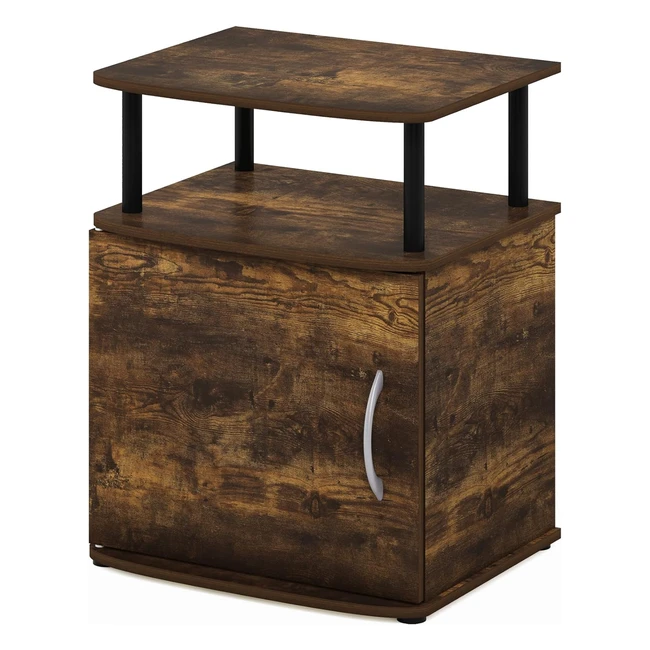 Furinno Utility End Side Table Nightstand - Amber PineBlack - 1 Pack