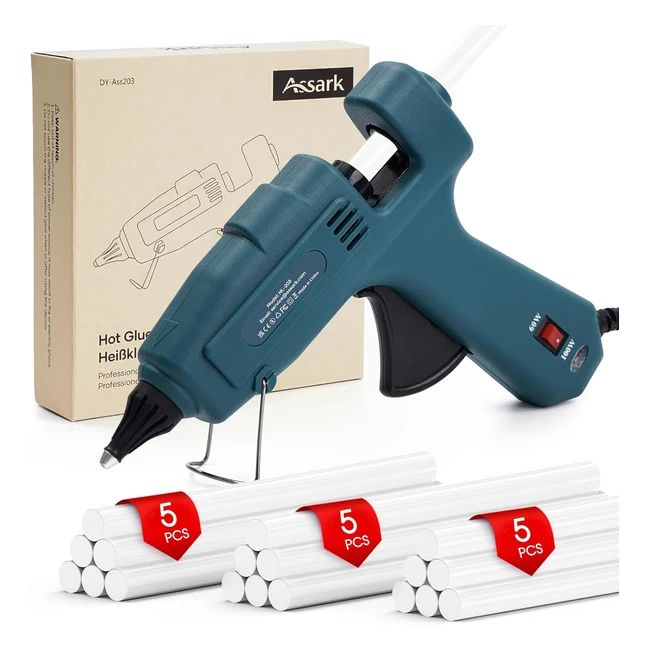 Assark Hot Glue Gun 60100W Full Size Kit with 15 Glue Sticks - School Crafts DI