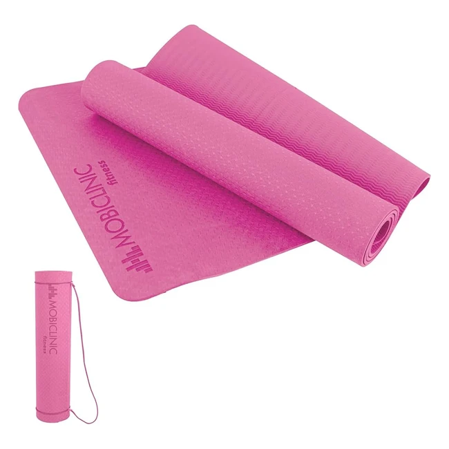 Esterilla Yoga Mobiclinic 6mm Rosa Antideslizante Impermeable 181x61x06cm