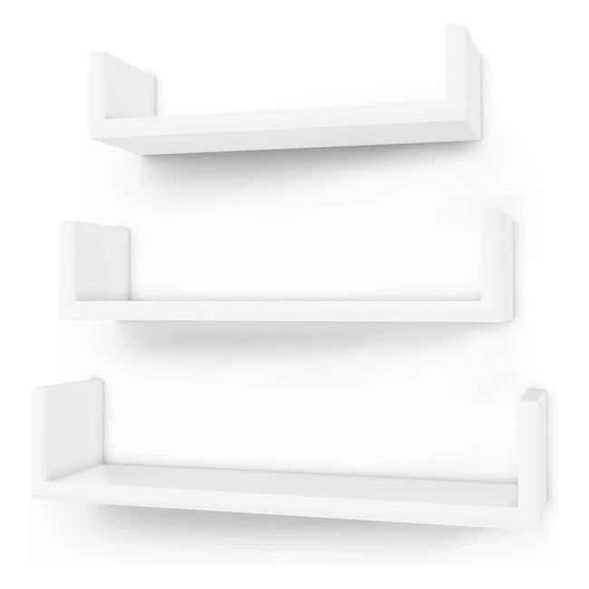 Songmics Wall Shelf Set of 3 Floating Shelf - 30x40 cm - Load Up to 15 kg - Whit