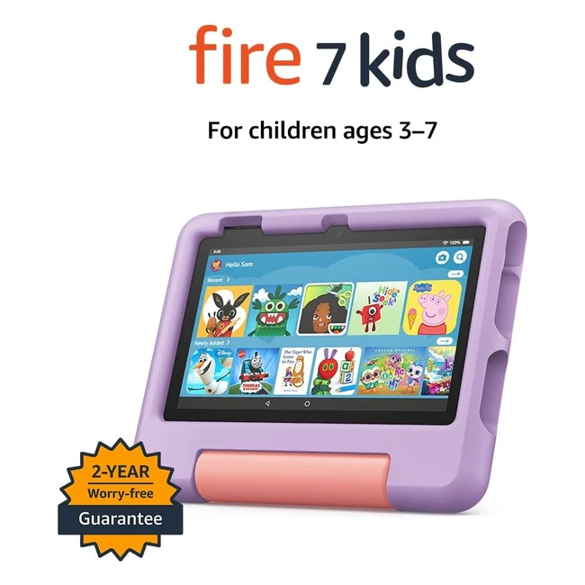 Amazon Fire 7 Kids Tablet - Purple - 16GB - Ages 3-7 - Full-Featured
