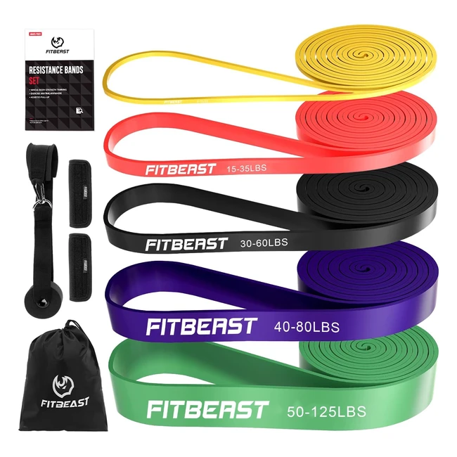 Fitbeast Pull Up Bands Set - 5 Levels Resistance Band for Calisthenics Crossfit Powerlifting - #1 Pull Up Assistance Bands