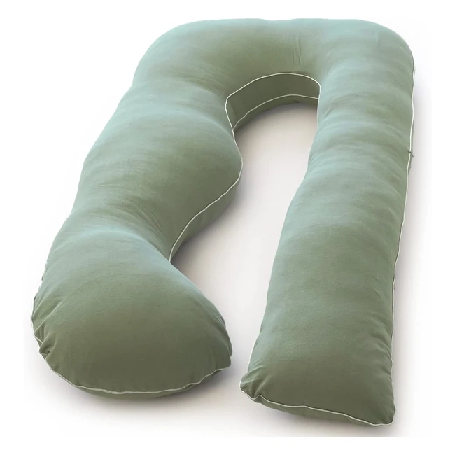 Almohada de Embarazo Pharmedoc en Forma de U - Apoyo Completo para Maternidad - Color Salvia
