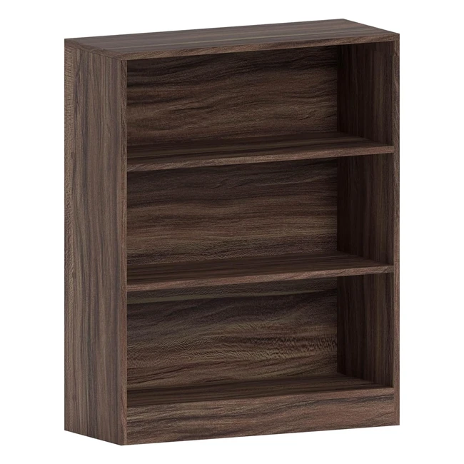 Vida Designs Cambridge 3 Tier Low Bookcase - Walnut - Sturdy  Stylish - H 75 x 
