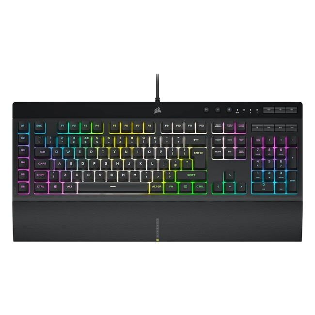 Corsair K55 RGB Pro XT Wired Gaming Keyboard - IP42 Dust  Spill-Resistant - 6 M