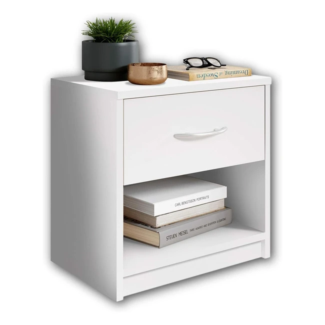 Stella Trading Pepe Nachttisch Wei - Schlichter Nachtschrank mit Schublade - B