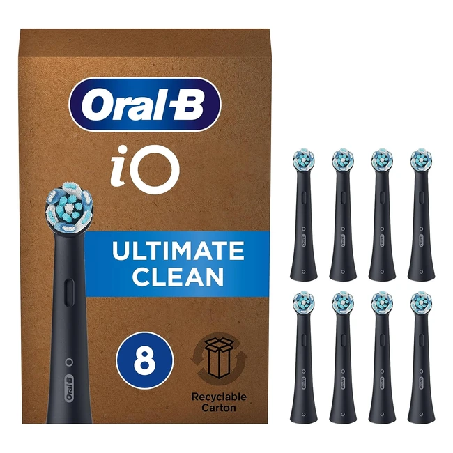 OralB IO Ultimate Clean Electric Toothbrush Head Pack of 8 - Black