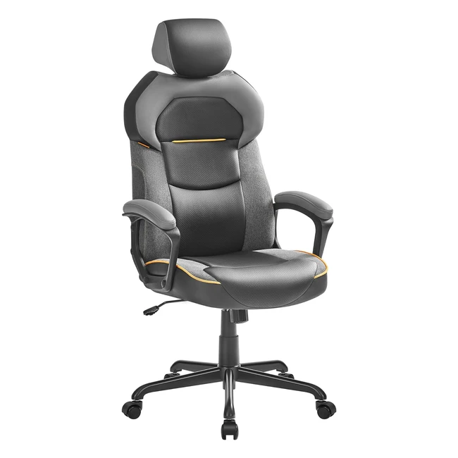 Songmics Gaming Chair OBG066B01 Schwarz 150kg PU Verstellbarer Kopfsttze Gepol