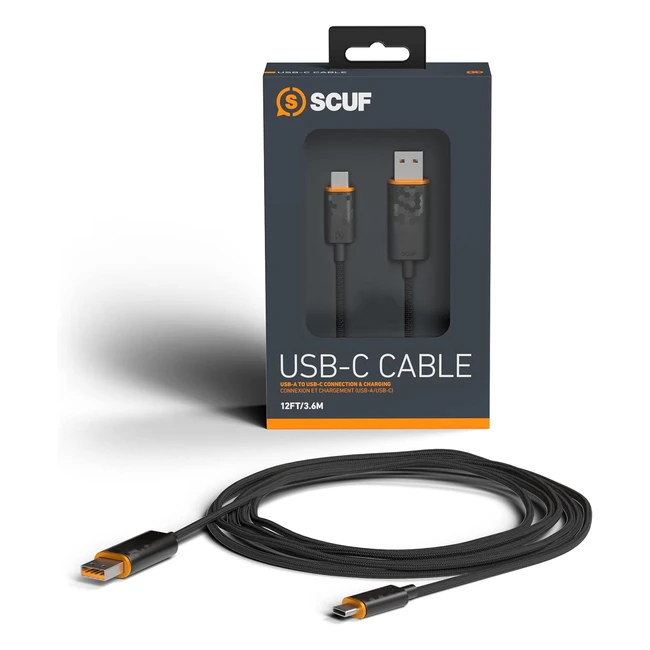 Cable USB-C trenzado Scuf 36m para Xbox PS5 smartphones - Negro