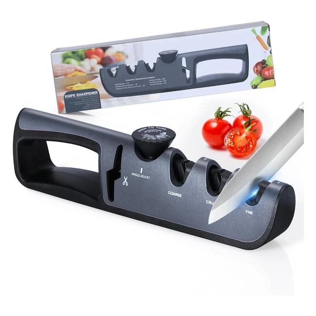 Alyvisun Afilador de Cuchillo Manual Profesional 4 en 1 - Negro