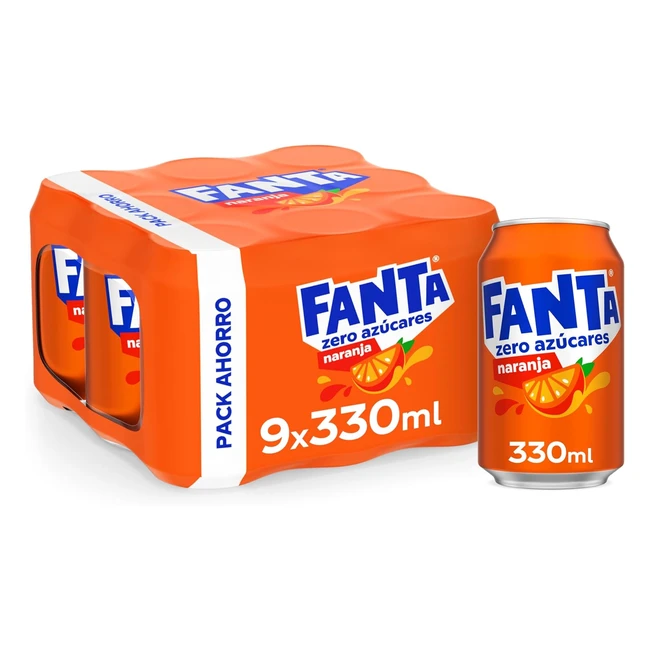 Fanta Naranja Zero - Refresco con 4 de zumo de naranja - Pack 9 latas 330ml