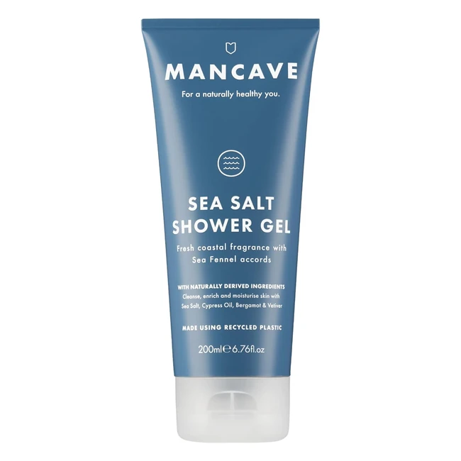 Mancave Sea Salt Shower Gel 200ml  Refreshing Coastal Aroma  Vegan Friendly