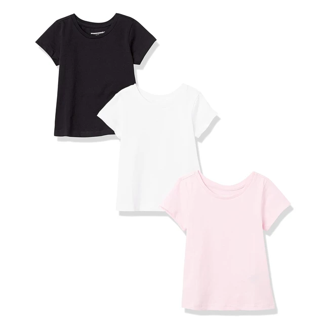 T-shirt Amazon Essentials Bambina Pacco da 3 BiancoNeroRosa 4 Anni