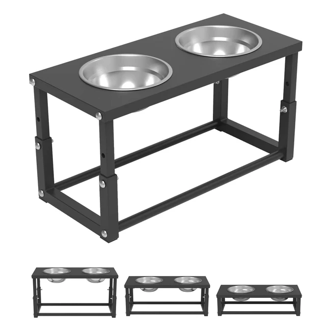 Porta ciotole rialzate per cani - Supporti regolabili in acciaio inox - Adatto a