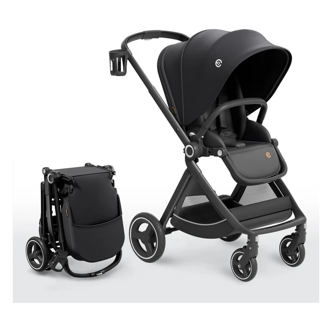 Passeggino Reversibile Leggero Nero Elittle Emu - Pieghevole e Compatto - Schienale Regolabile - Ruote per Tutti i Terreni