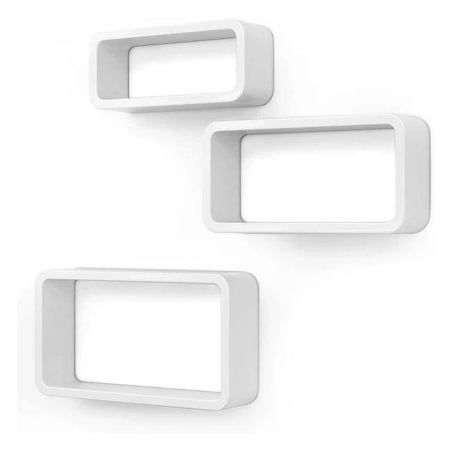 Songmics LWS97W Set of 3 Floating Shelves - White, Holds 15 kg, 44 39 34 cm