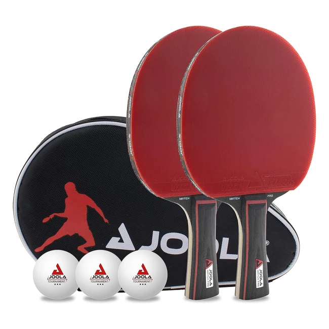 JOOLA Tischtennis Set Duo Pro 2 - Tischtennisschlger 3 Blle Hlle - Rotsc