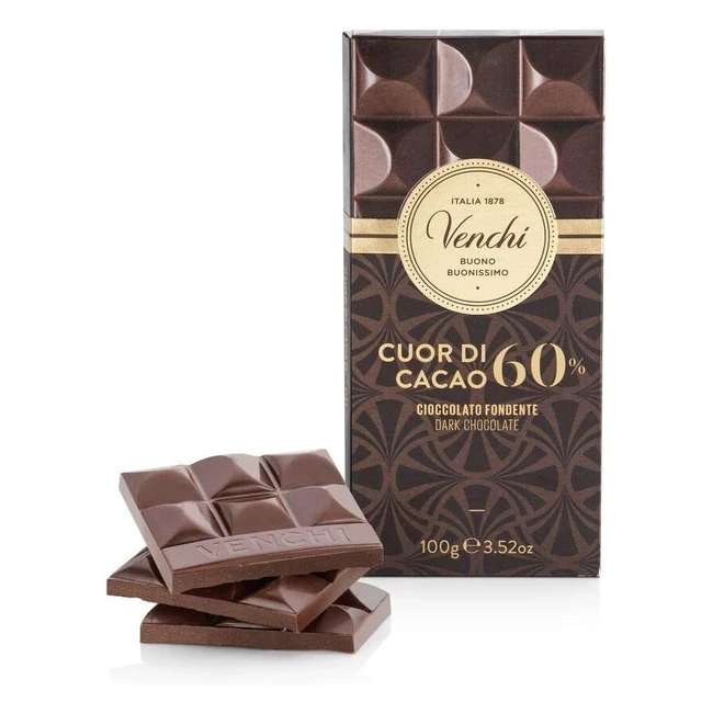 Venchi Tavoletta Cuor di Cacao 60 100g - Cioccolato Fondente Senza Glutine