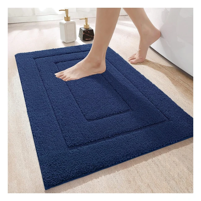 Tapis de bain antidrapant Dexi en microfibre 60x110cm - Marine