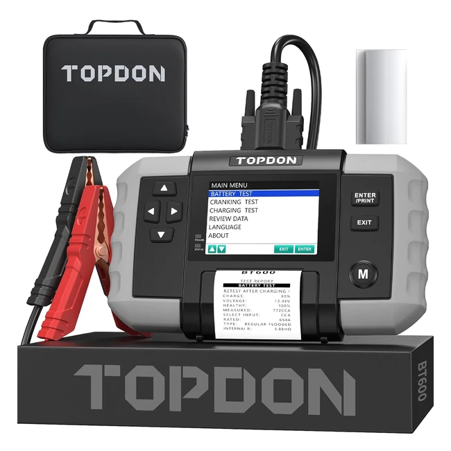 TOPDON BT600 Batterietester KFZ 12V 24V 1002000 CCA Autobatterie Tester mit Druc