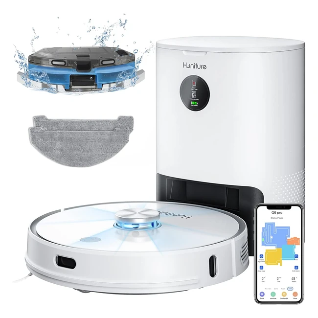 Robot Aspirateur Laveur Honiture Q6 Pro 3500Pa WiFi Alexa Contrôle Cartographie 5 Étages