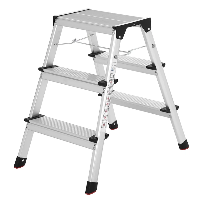 SONGMICS Leiter Tritt-  Aluleiter mit 3 Stufen bis 150 kg belastbar - GLT23K