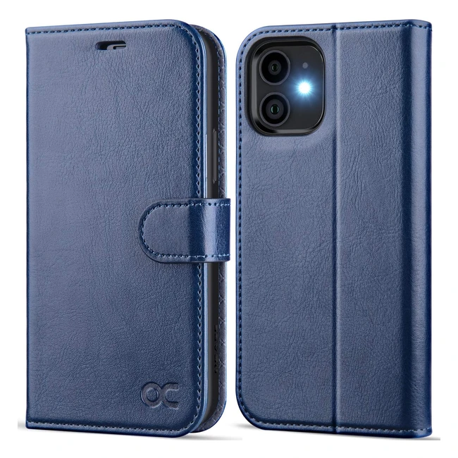 OCASE iPhone 12 Mini Wallet Case PU Leather RFID Kickstand Blue
