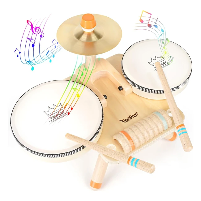 Tamburo Bambino Legno - Set Batteria Colorato - Giocattoli Musicali 3-5 Anni