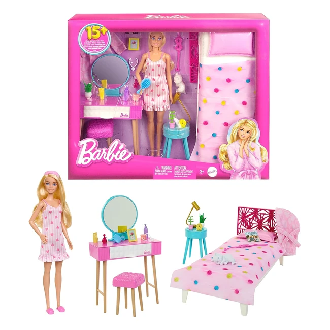 Barbie Schlafzimmer Spielset Puppenbett Schminktisch Ktzchen und 20 Zubehrte