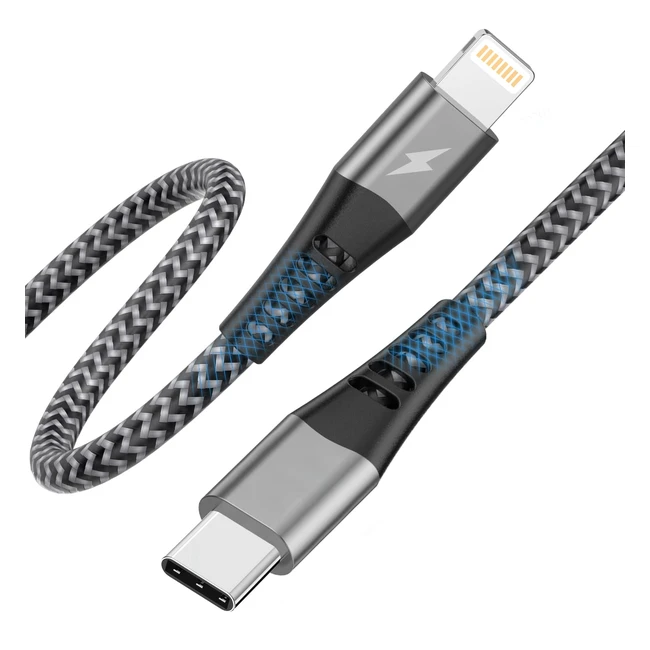 Cavo USB C Lightning 2m Apple MFi Nylon Ricarica Rapida iPhone 14 13 12 Pro Max