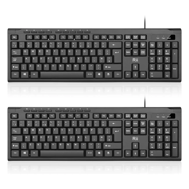 RK907 USB Wired Keyboard Full Size Office Keyboard - Compatible with Mac PC Tabl