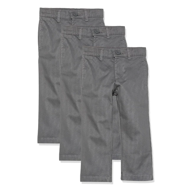 Pantalon Chino Kaki Garçon Coupe Droite Lot de 3 - Amazon Essentials