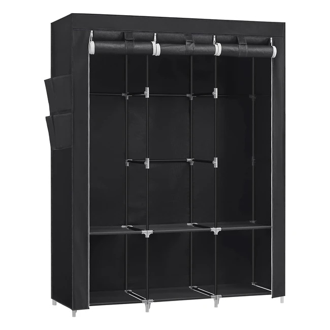 Songmics Stoffschrank 45 x 130 x 167 cm Großer Platz für Schlafzimmer Wohnzimmer Schwarz RYG092B02