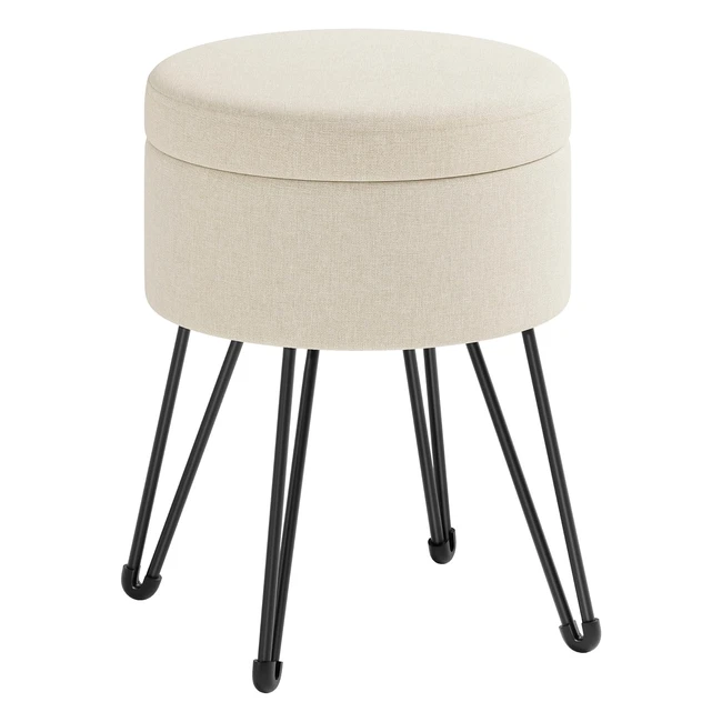 Taburete Almacenaje Songmics LOM002W01 39x44cm Metal Blanco Crema