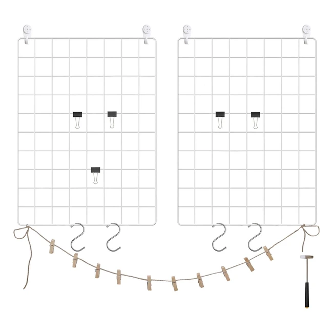 Songmics Grid Panels Photo Wall Decor Set of 2 White LPP01W - DIY Hanging Pictur