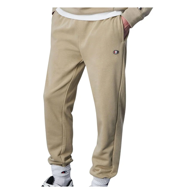 Champion Herren Legacy Icons Powerblend Terry CLogo Rib Cuff Trainingshose - Beige
