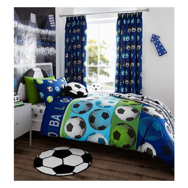 Catherine Lansfield Football Reversible Duvet Set - Blue - #1234 - Perfect for Football Fans!