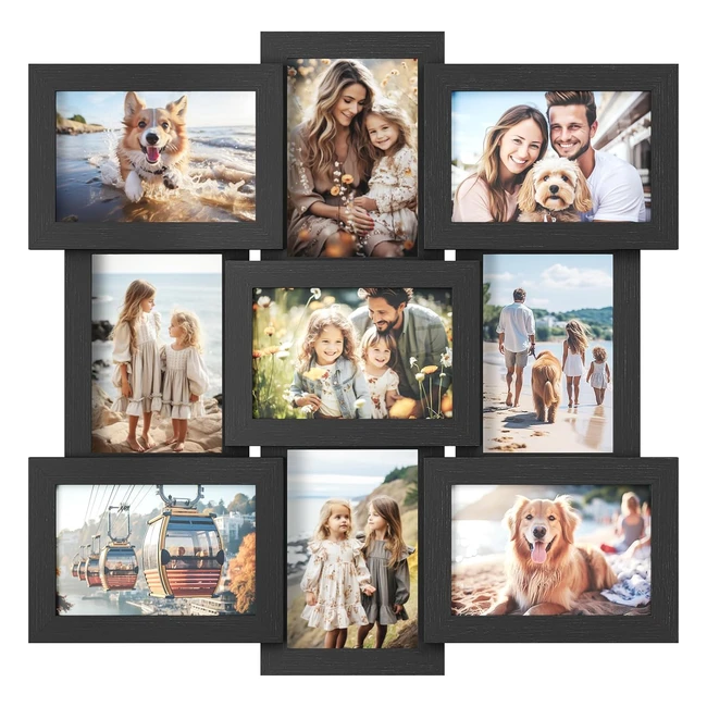 Songmics Picture Frame Collage for 9 Photos  4x6 Frames  Glass  Black RPF029B